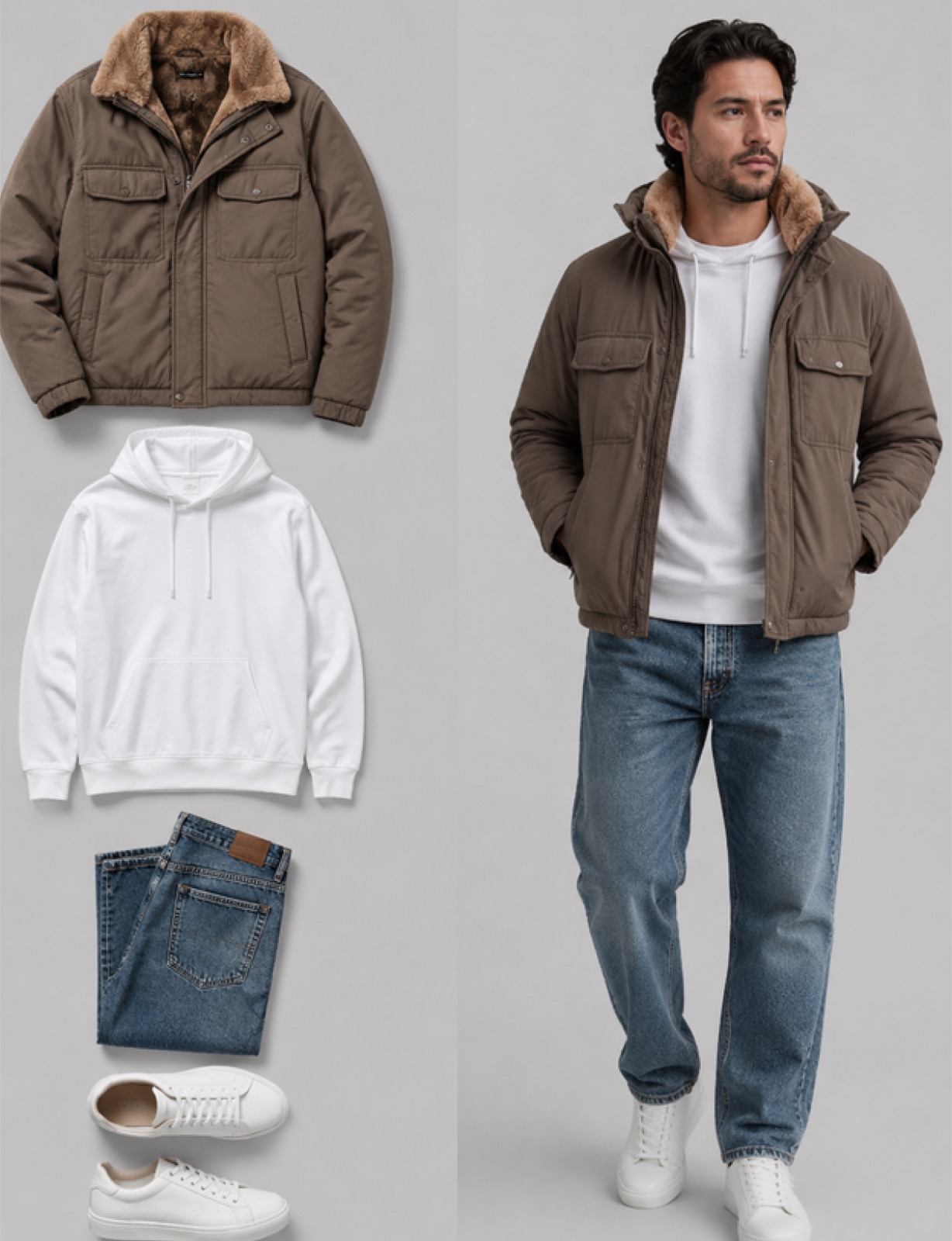 Combinação com jaqueta de inverno